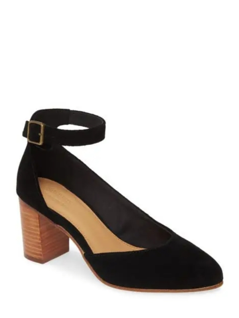 Soludos Gemma Black Suede Ankle-Strap Block Heel Size 6.5
